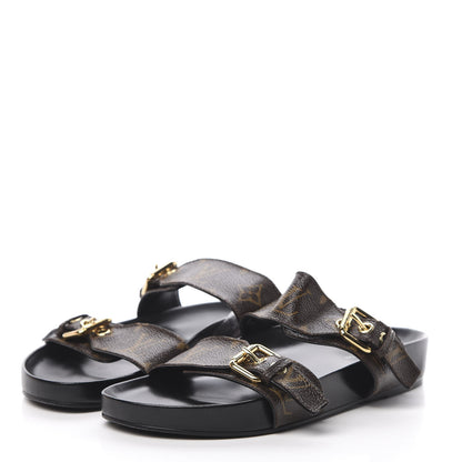 Louis Vuitton Monogram Bom Dia Mule Sandals 36.5 Black 3 of 11