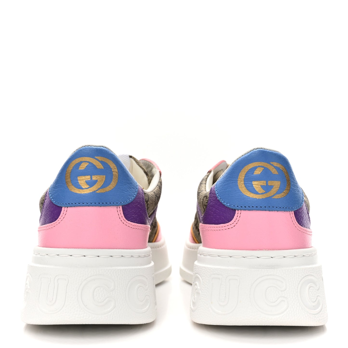 Calfskin GG Supreme Monogram Perforated Womens Platform 55mm Sneakers 40 Beige Ebony Sugar Pink Crop Shine Purple