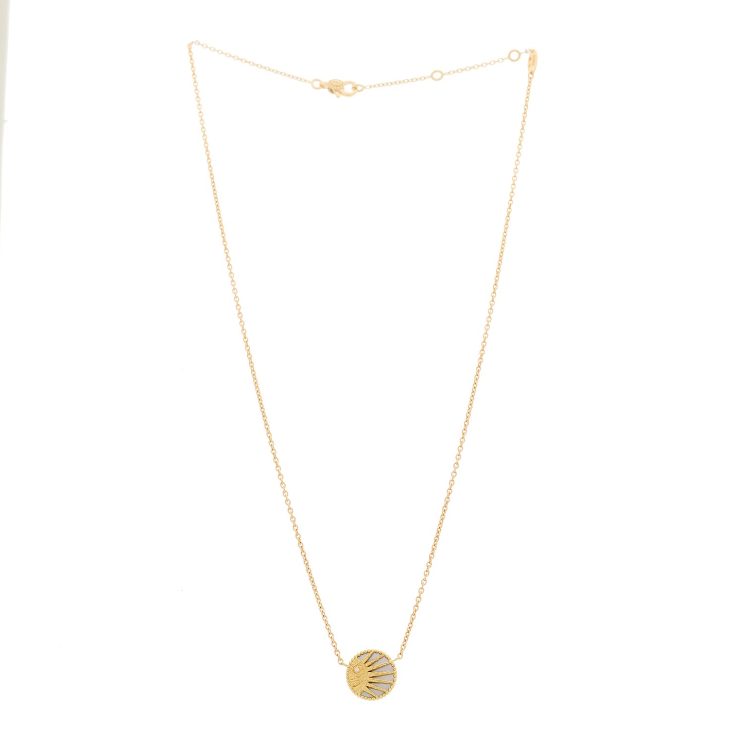 18K Yellow Gold Diamond Black Onyx Mother of Pearl Rose Celeste Pendant Necklace