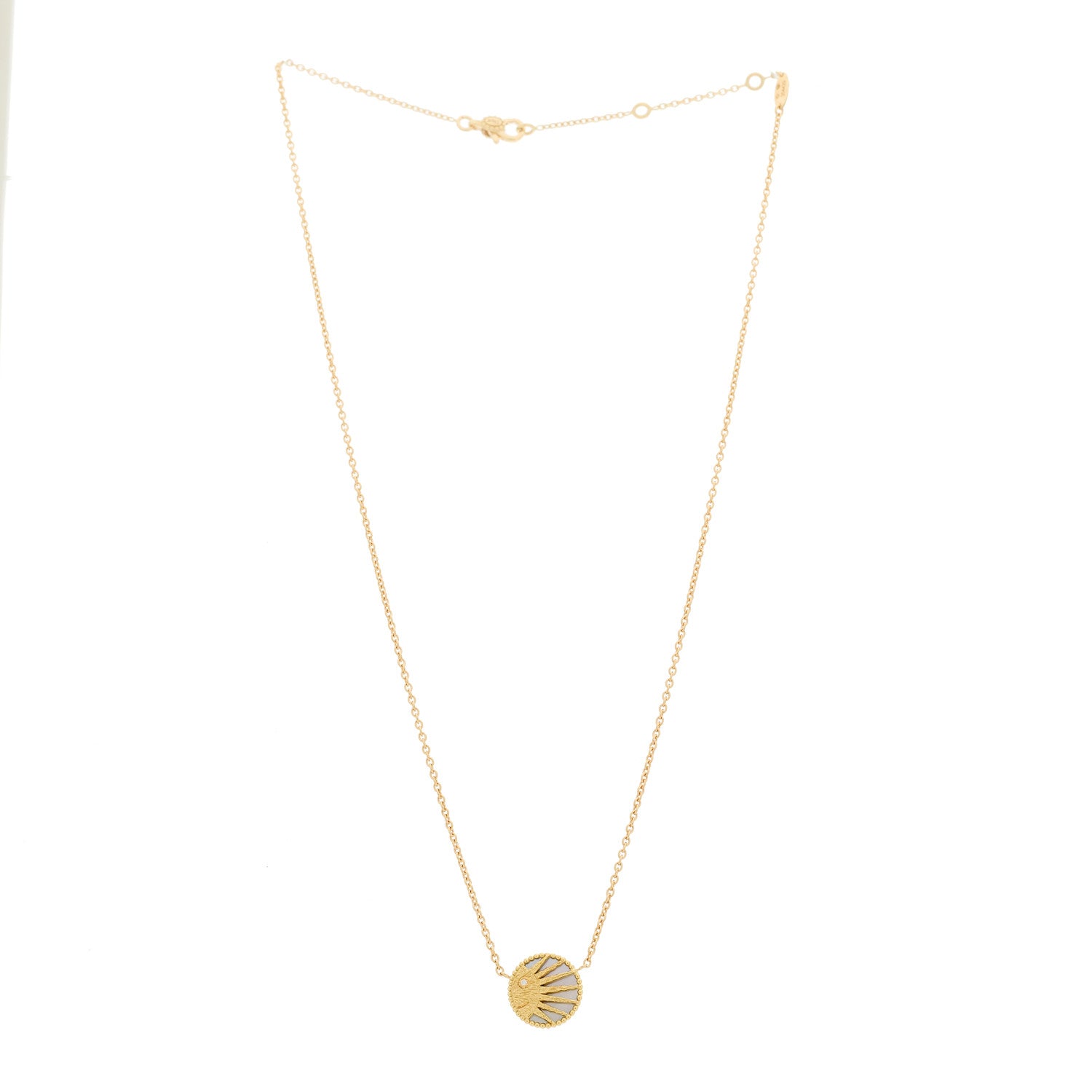 Christian Dior 18K Yellow Gold Diamond Black Onyx Mother of Pearl Rose Celeste Pendant Necklace 4 of 7