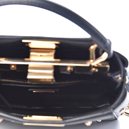 Fendi Nappa Crystal Star Embroidered XS Peekaboo Iconic Satchel Black 5 of 11