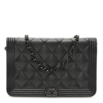 Chanel Caviar Quilted Boy Wallet On Chain WOC So Black 1 of 11