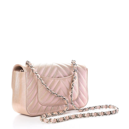 Chanel Iridescent Caviar Chevron Quilted Mini Rectangular Flap Light Gold 3 of 10