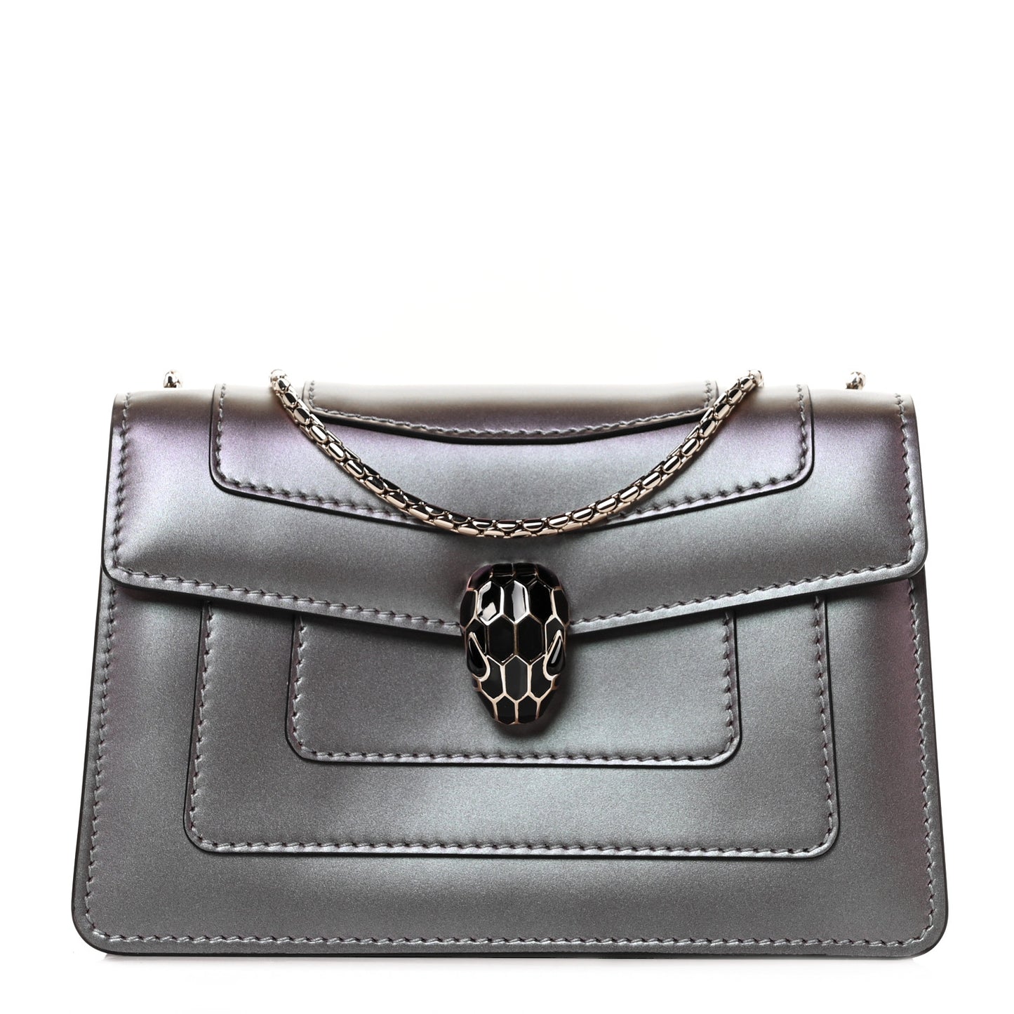 Iridescent Calfskin Serpenti Forever Crossbody Bag Purple