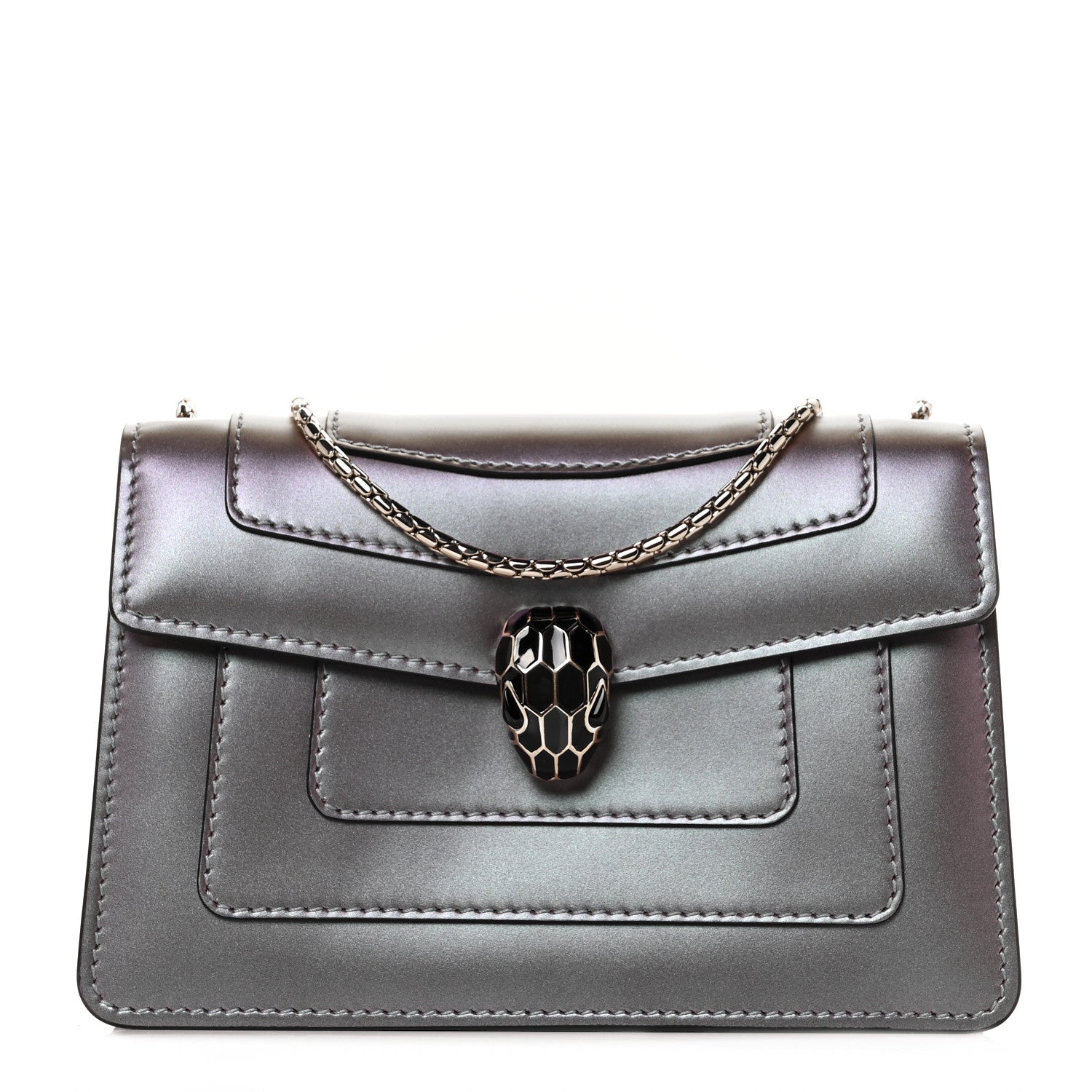 Bulgari Iridescent Calfskin Serpenti Forever Crossbody Bag Purple 1 of 8