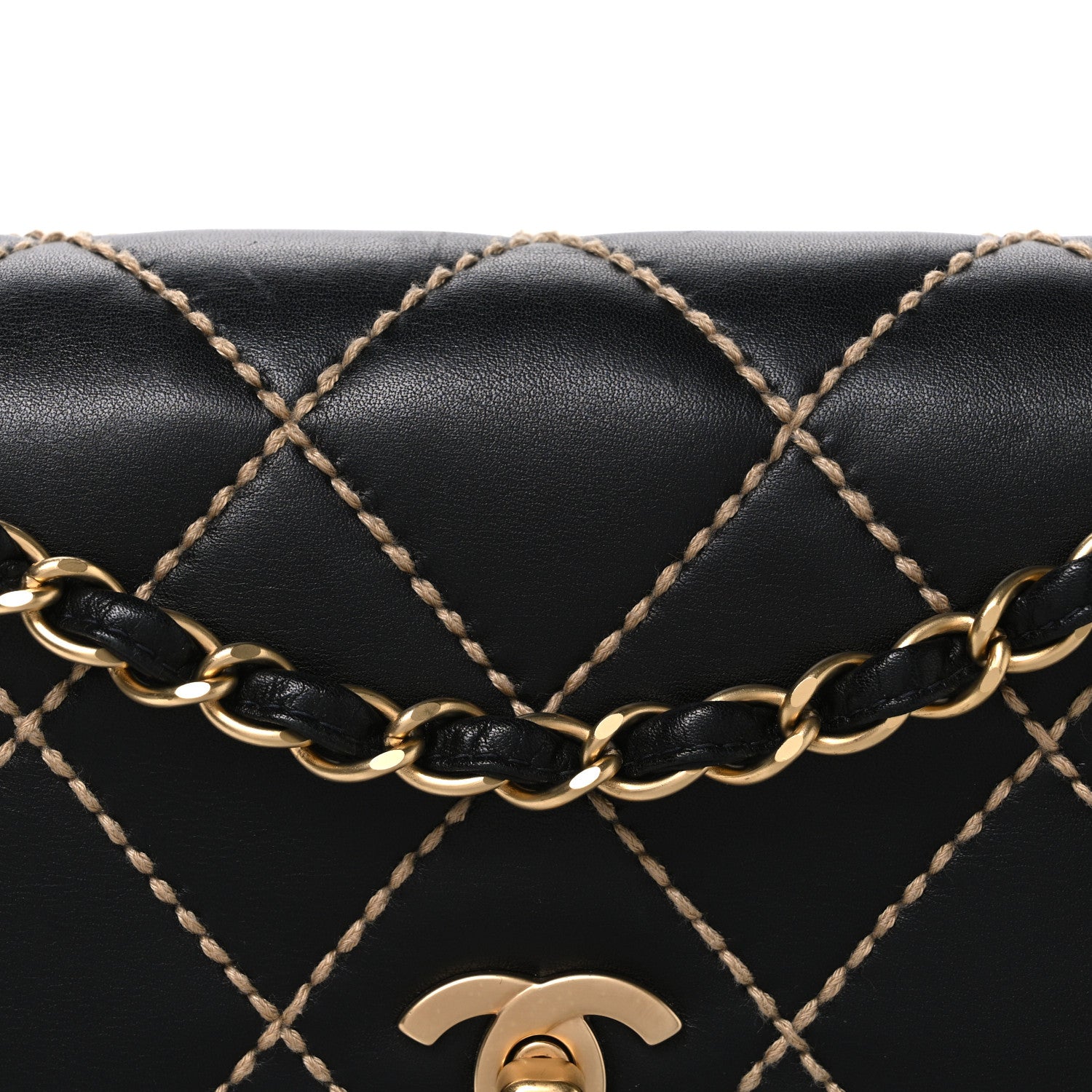 Chanel Calfskin Quilted Medium Wild Stitch Flap Black 7 of 9