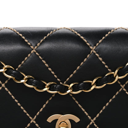 Chanel Calfskin Quilted Medium Wild Stitch Flap Black 7 of 9