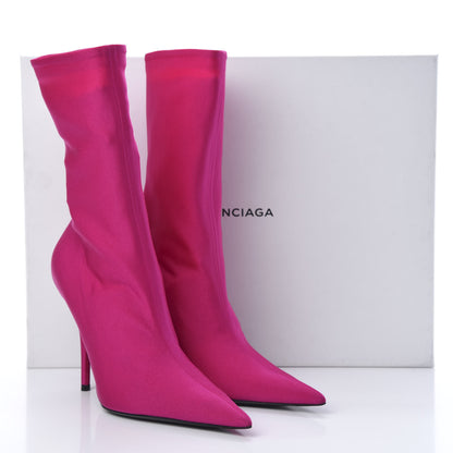 Balenciaga Jersey Crepe Extreme Pointed Toe Knife Booties 39 Dark Pink 7 of 7