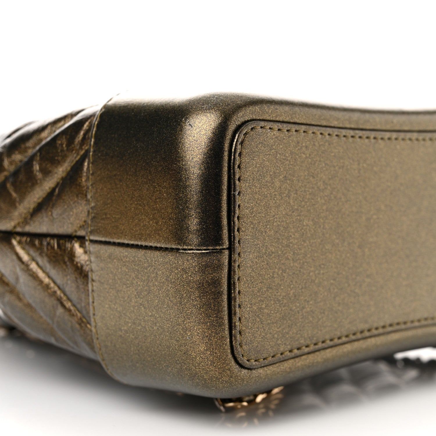 Chanel Metallic Aged Calfskin Chevron Quilted Small Gabrielle Backpack Gold 9 of 10