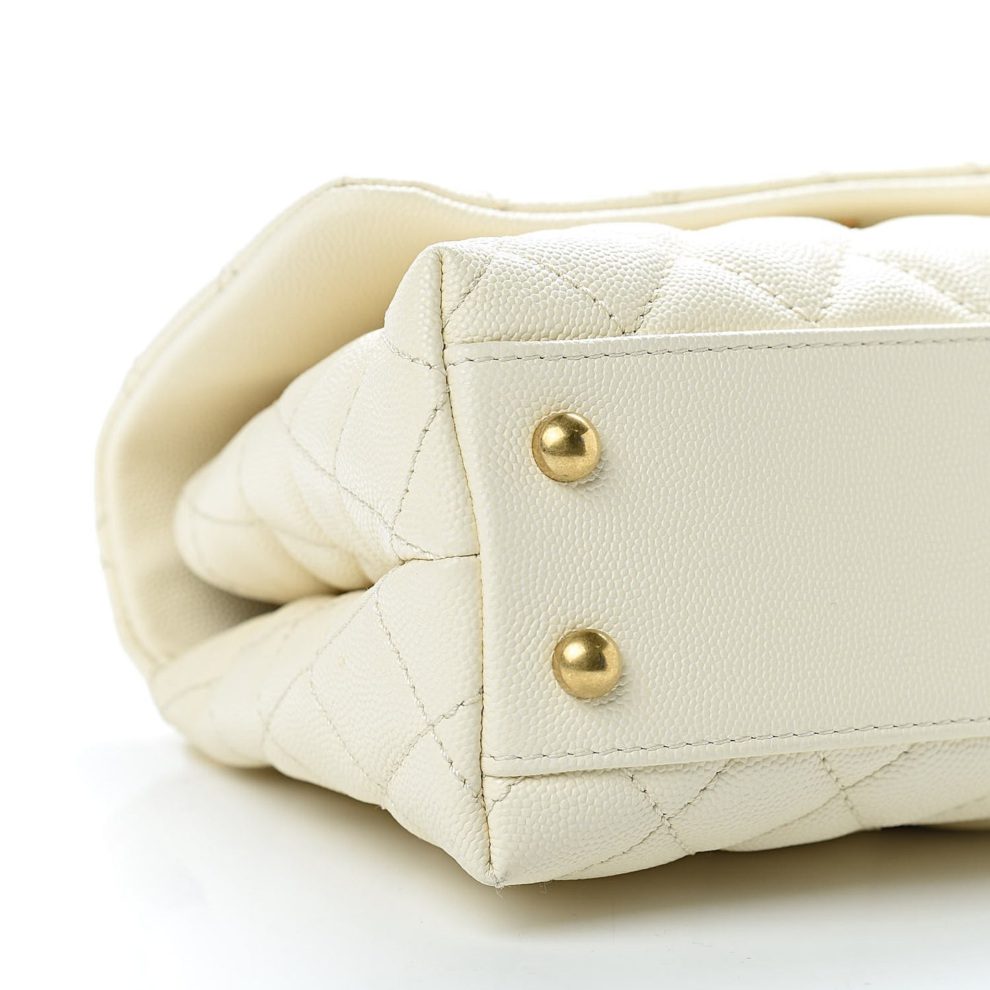 Caviar Quilted Mini Coco Handle Flap Light Beige