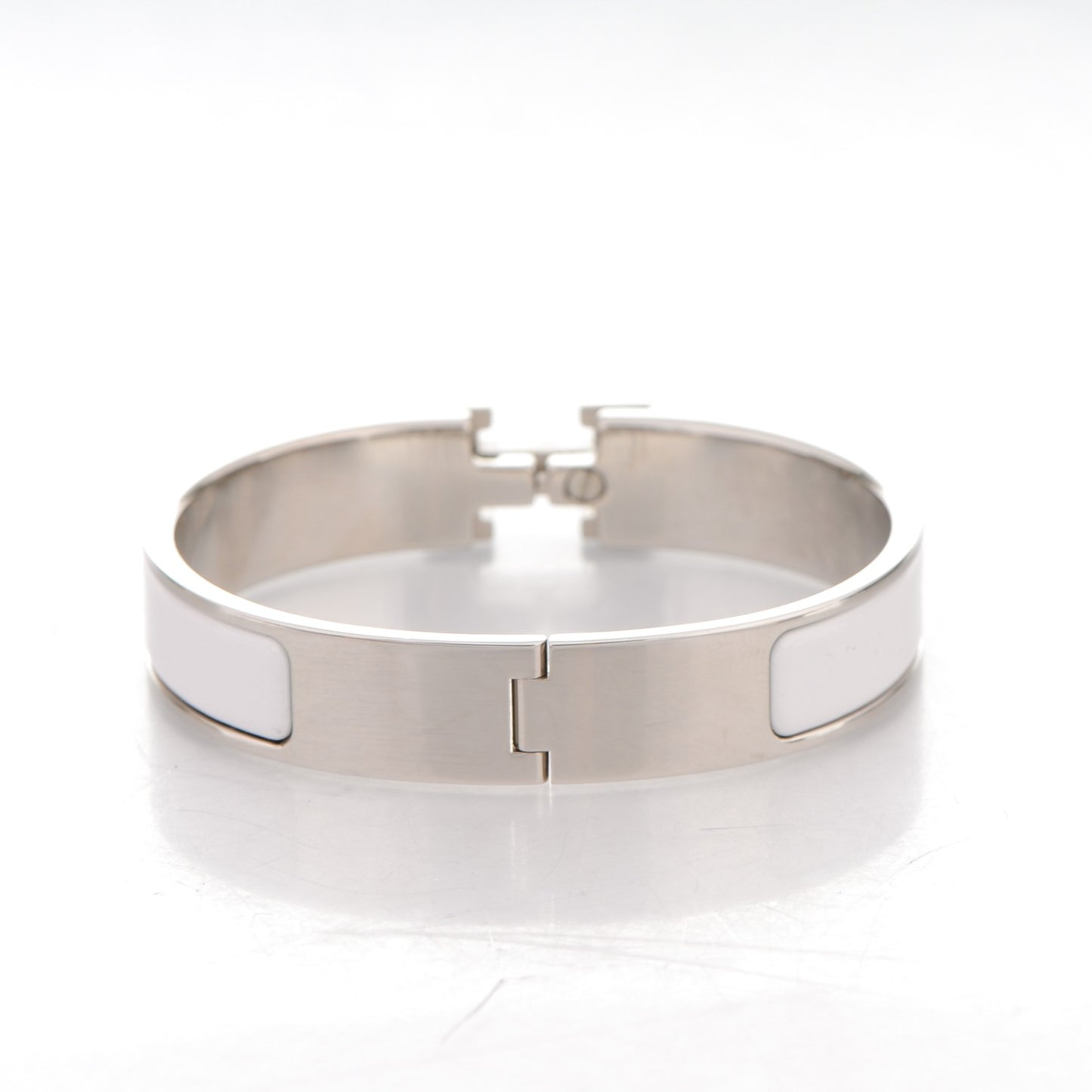 Enamel Narrow Clic Clac H Bracelet PM White