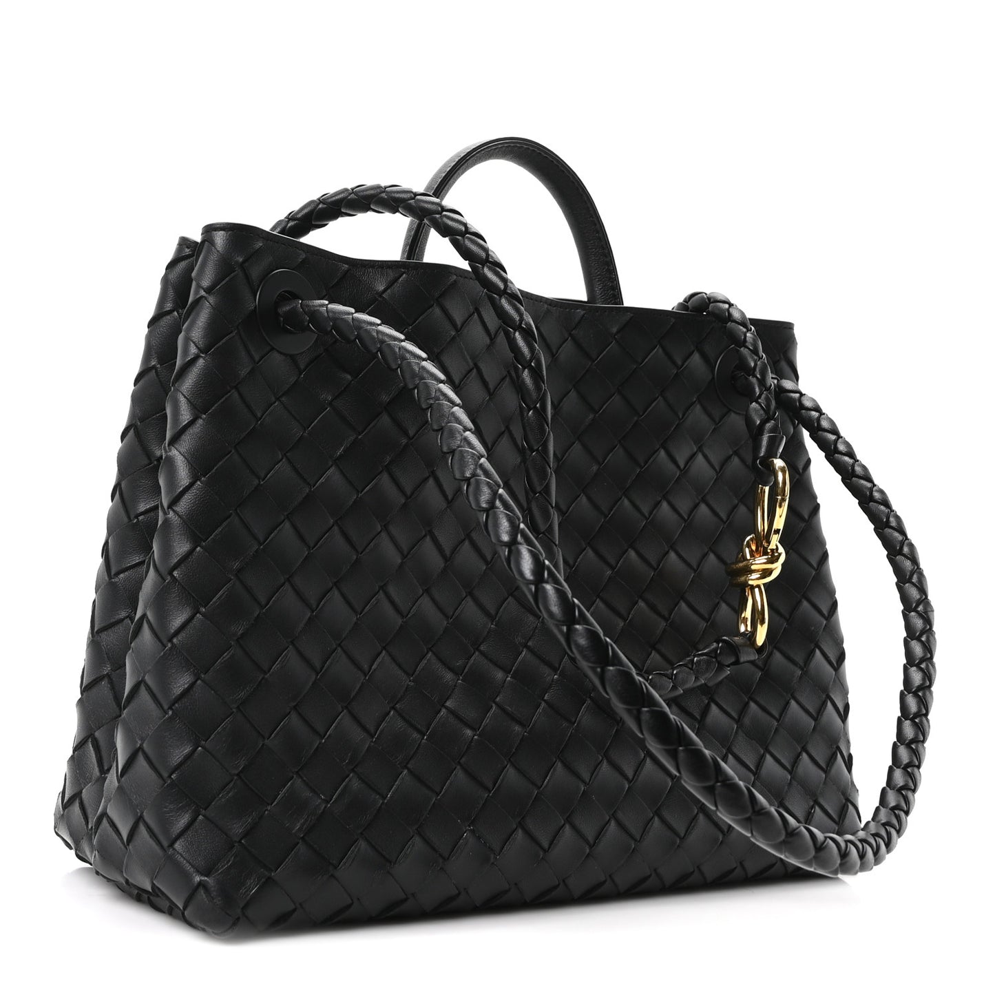 Nappa Intrecciato Medium Andiamo Shoulder Bag Black