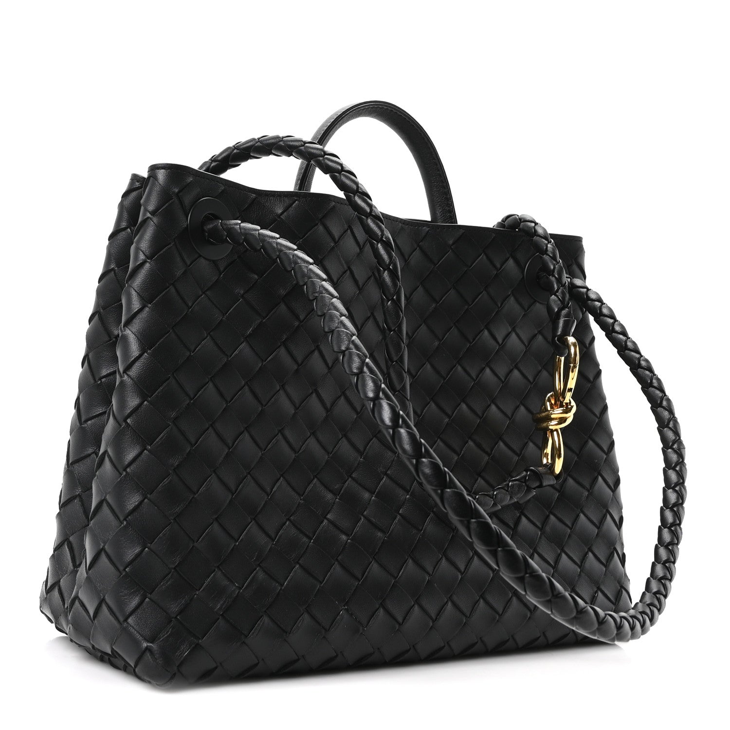 Bottega Veneta Nappa Intrecciato Medium Andiamo Shoulder Bag Black 3 of 9