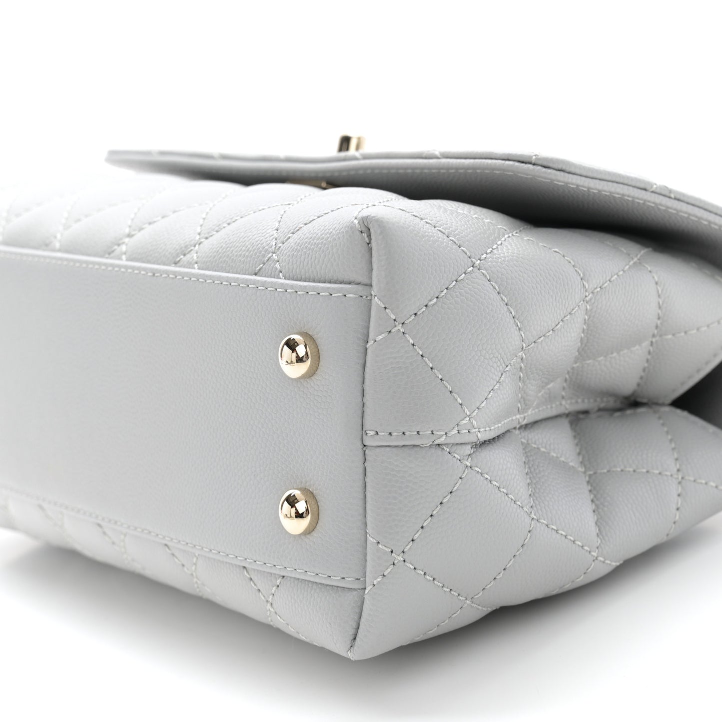 Caviar Quilted Mini Coco Handle Flap Light Grey