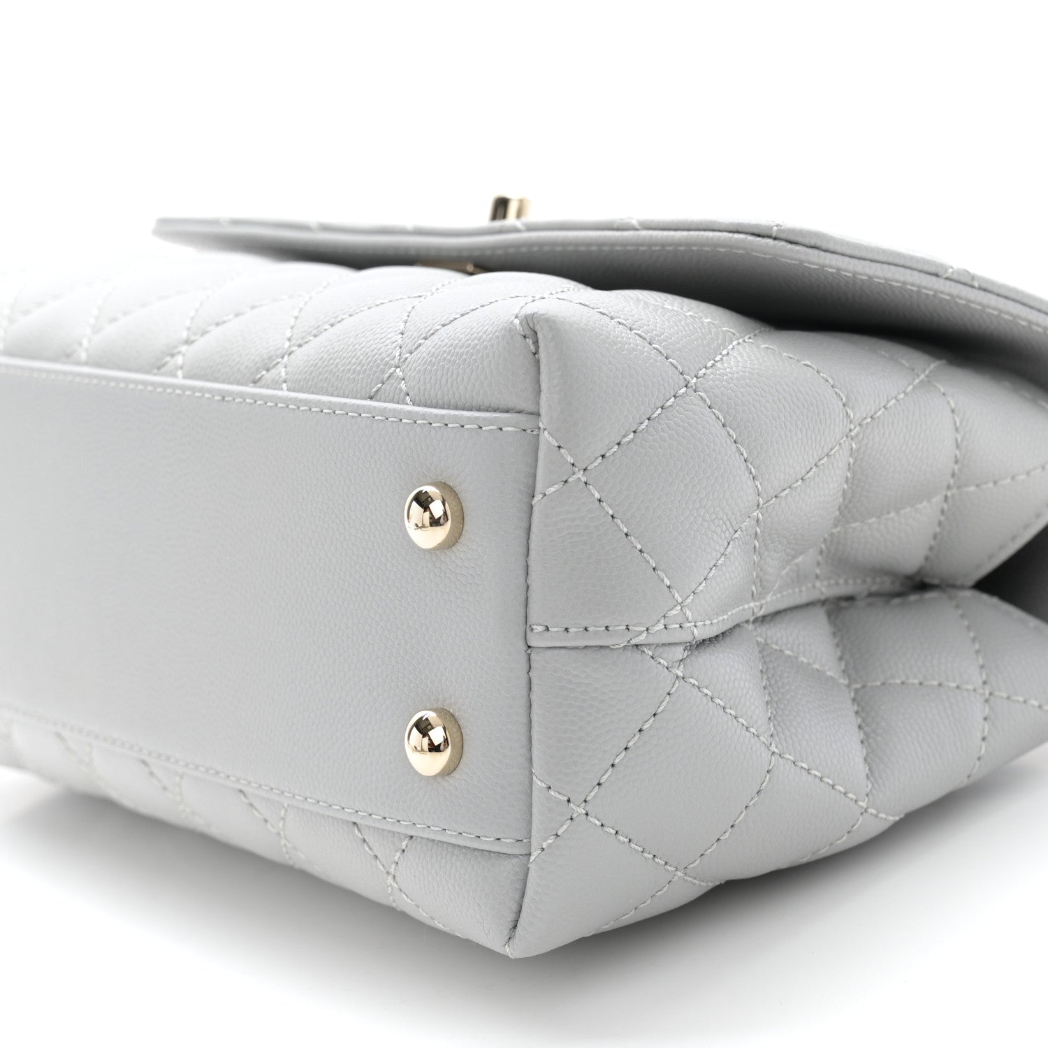 Chanel Caviar Quilted Mini Coco Handle Flap Light Grey 10 of 11