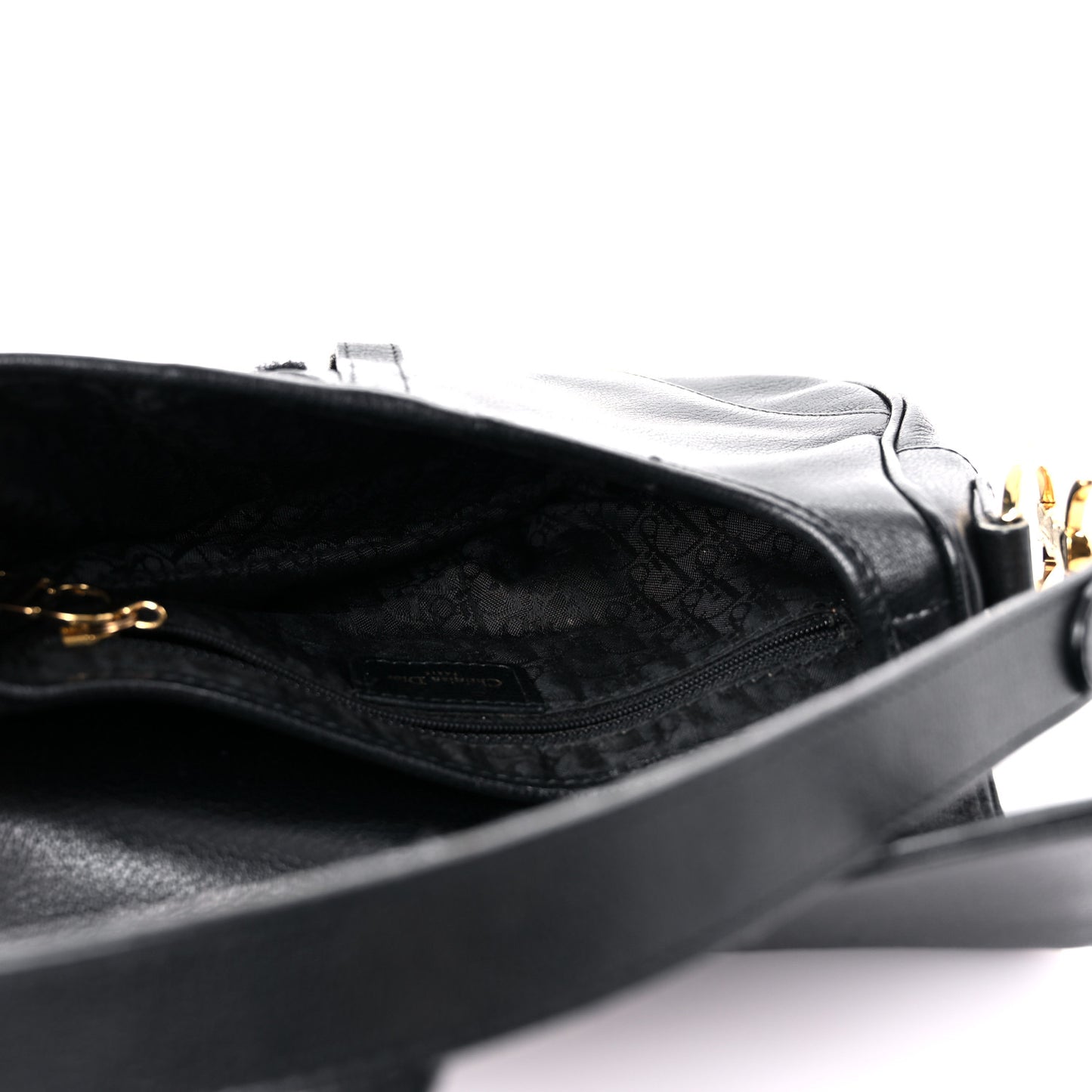 Shiny Goatskin Saddle Bag Black