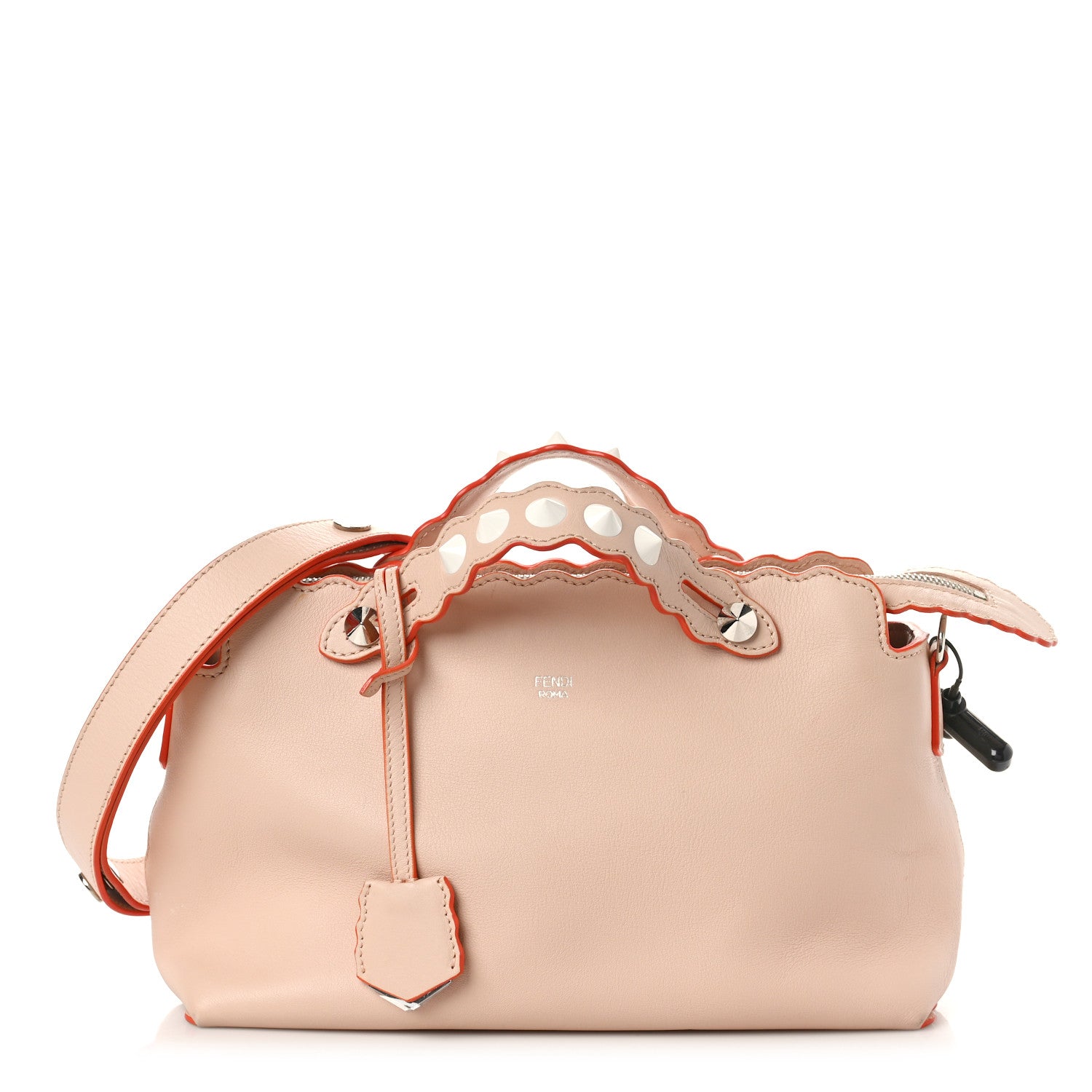 Fendi Vitello Dolce Scalloped Studded Medium By The Way Boston Bag Plaster 1 of 9
