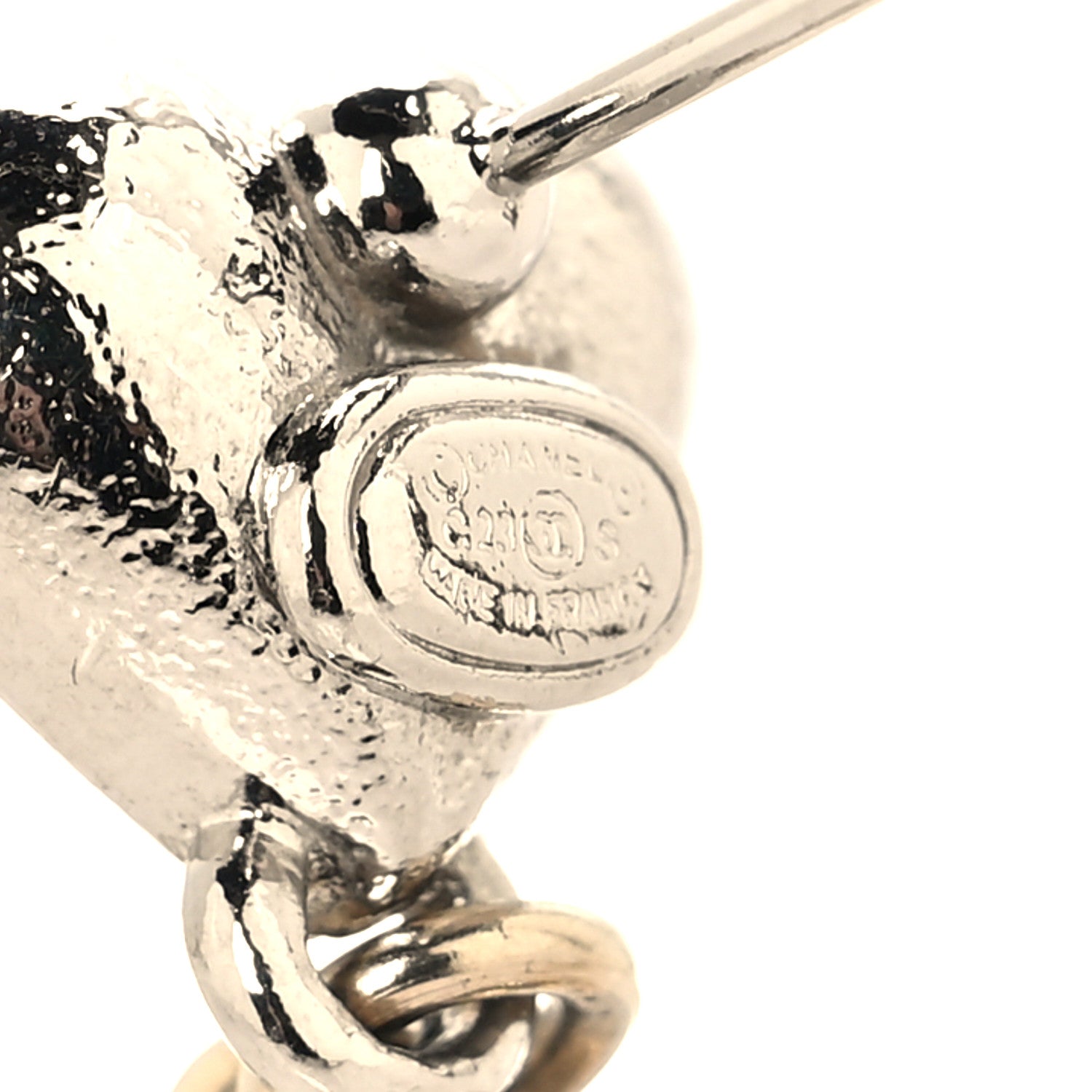 Chanel Crystal CC Heart Drop Earrings Gold Silver 4 of 5