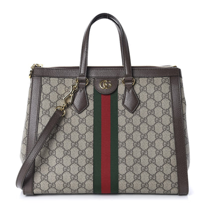 Gucci GG Supreme Monogram Web Medium Ophidia Tote Bag Brown 1 of 10