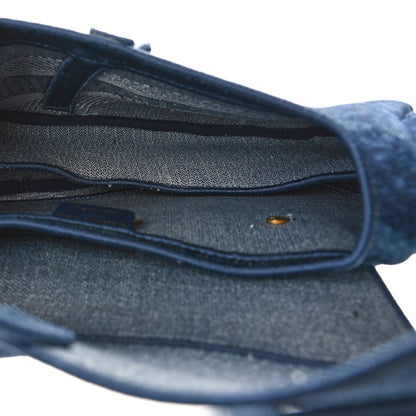 Christian Dior Denim Flowers Embroidered Saddle Bag Blue 5 of 9