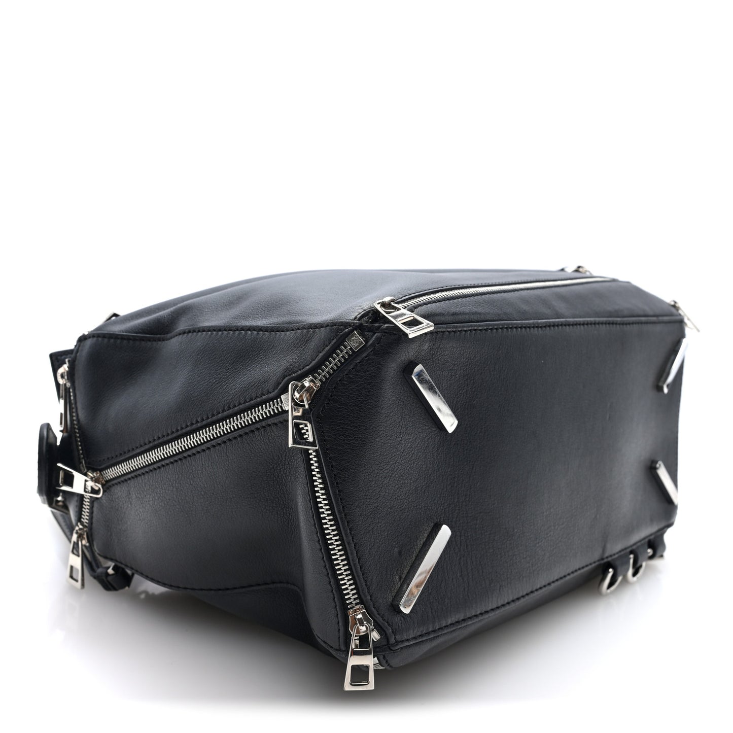 Calfskin Zipper Puzzle Bag Black