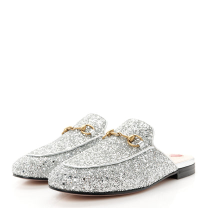 Gucci Glitter Womens Princetown Slippers 36 Silver 3 of 9