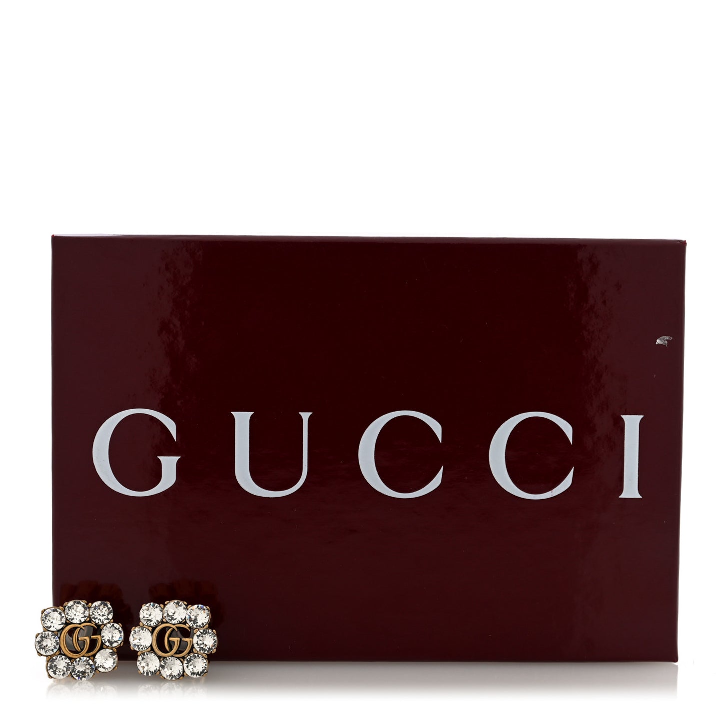Metal Crystal Double G Clip On Earrings Aged Gold