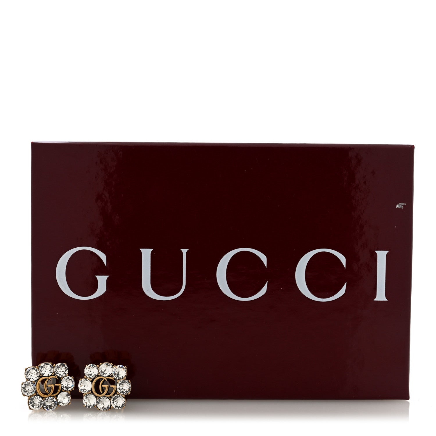 Gucci Metal Crystal Double G Clip On Earrings Aged Gold 5 of 5