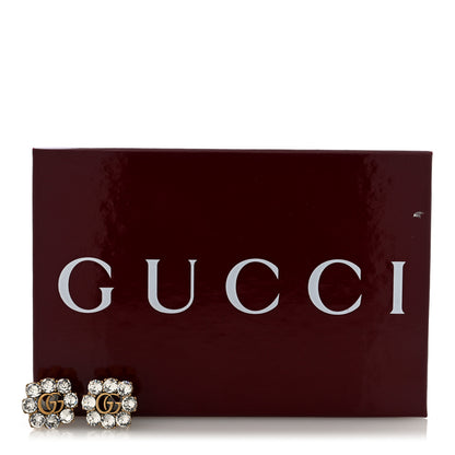 Gucci Metal Crystal Double G Clip On Earrings Aged Gold 5 of 5