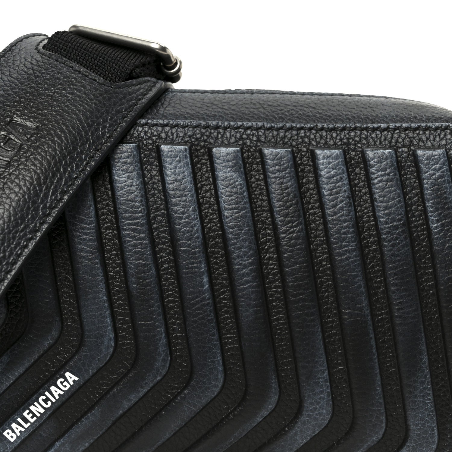 Balenciaga Grained Calfskin Embossed Car Camera Bag Black White Dirt 9 of 11