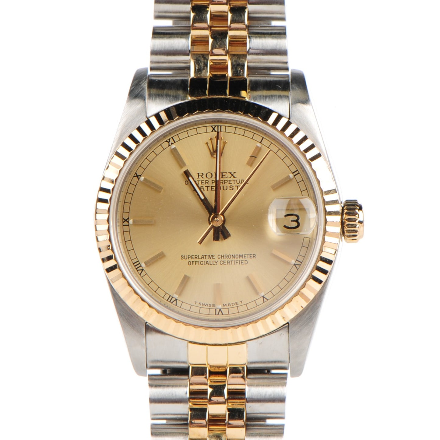 Stainless Steel 18K Yellow Gold 31mm Oyster Perpetual Datejust Watch Champagne 68273