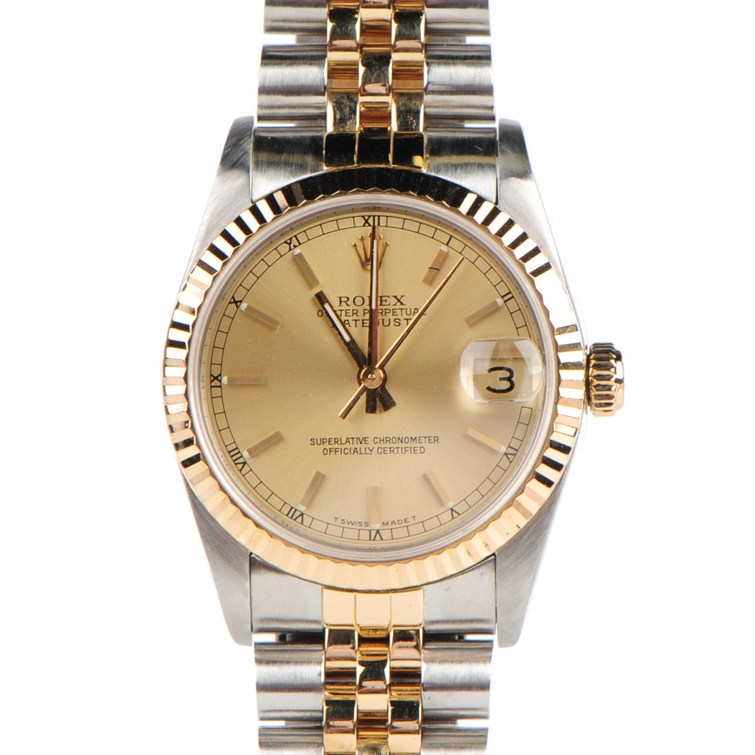 Rolex Stainless Steel 18K Yellow Gold 31mm Oyster Perpetual Datejust Watch Champagne 68273 1 of 7