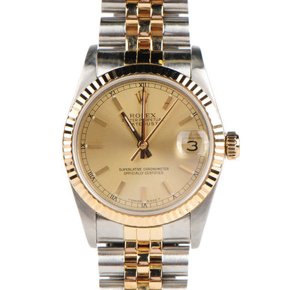 Rolex Stainless Steel 18K Yellow Gold 31mm Oyster Perpetual Datejust Watch Champagne 68273 1 of 7
