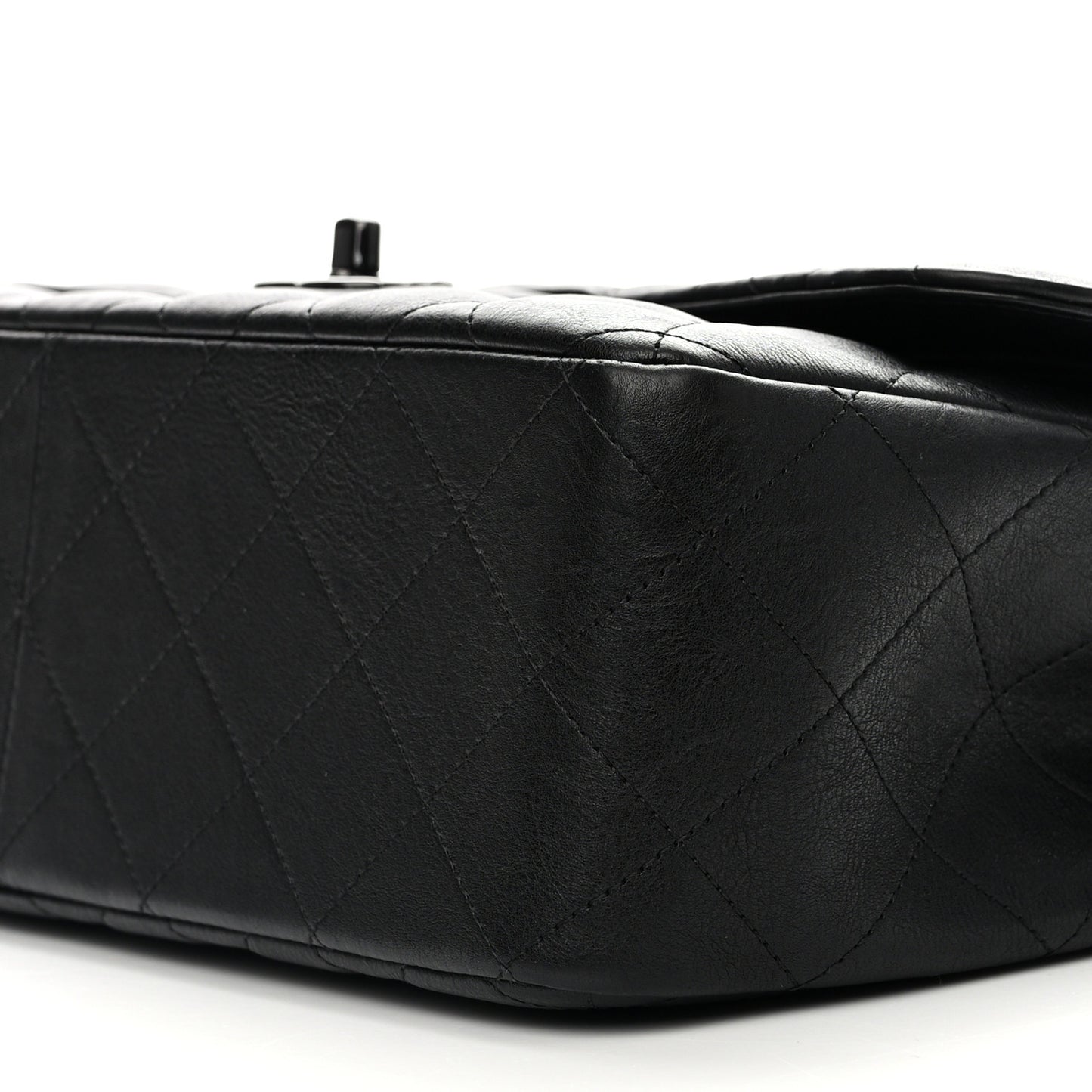 Crumpled Calfskin Quilted Jumbo Double Flap So Black