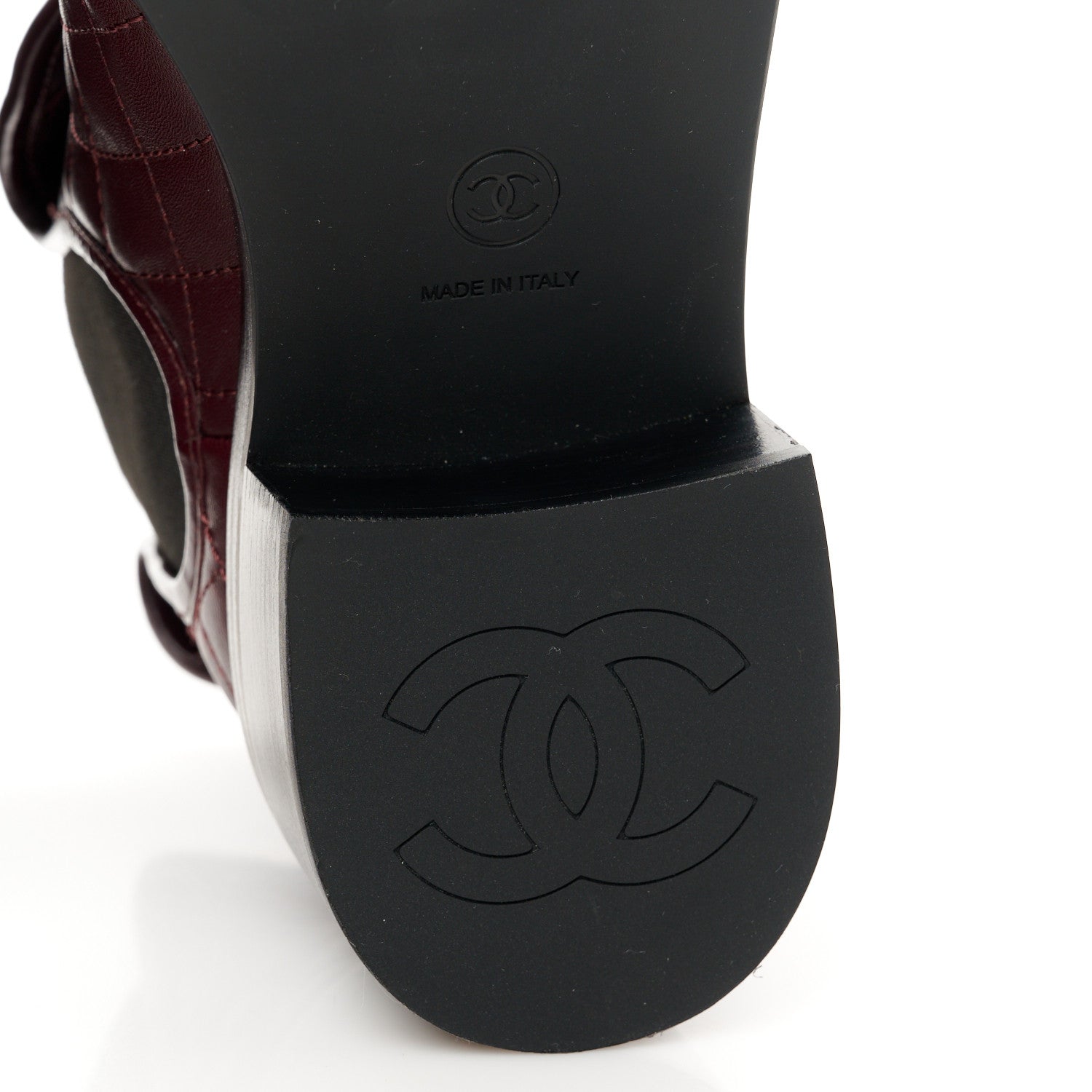 Chanel Lambskin Quilted Cap Toe CC Turnlock Booties 37 Burgundy Black 6 of 11