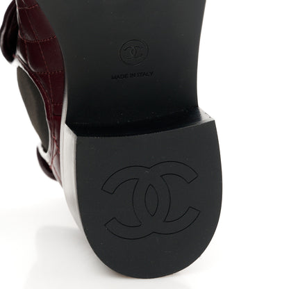 Chanel Lambskin Quilted Cap Toe CC Turnlock Booties 37 Burgundy Black 6 of 11