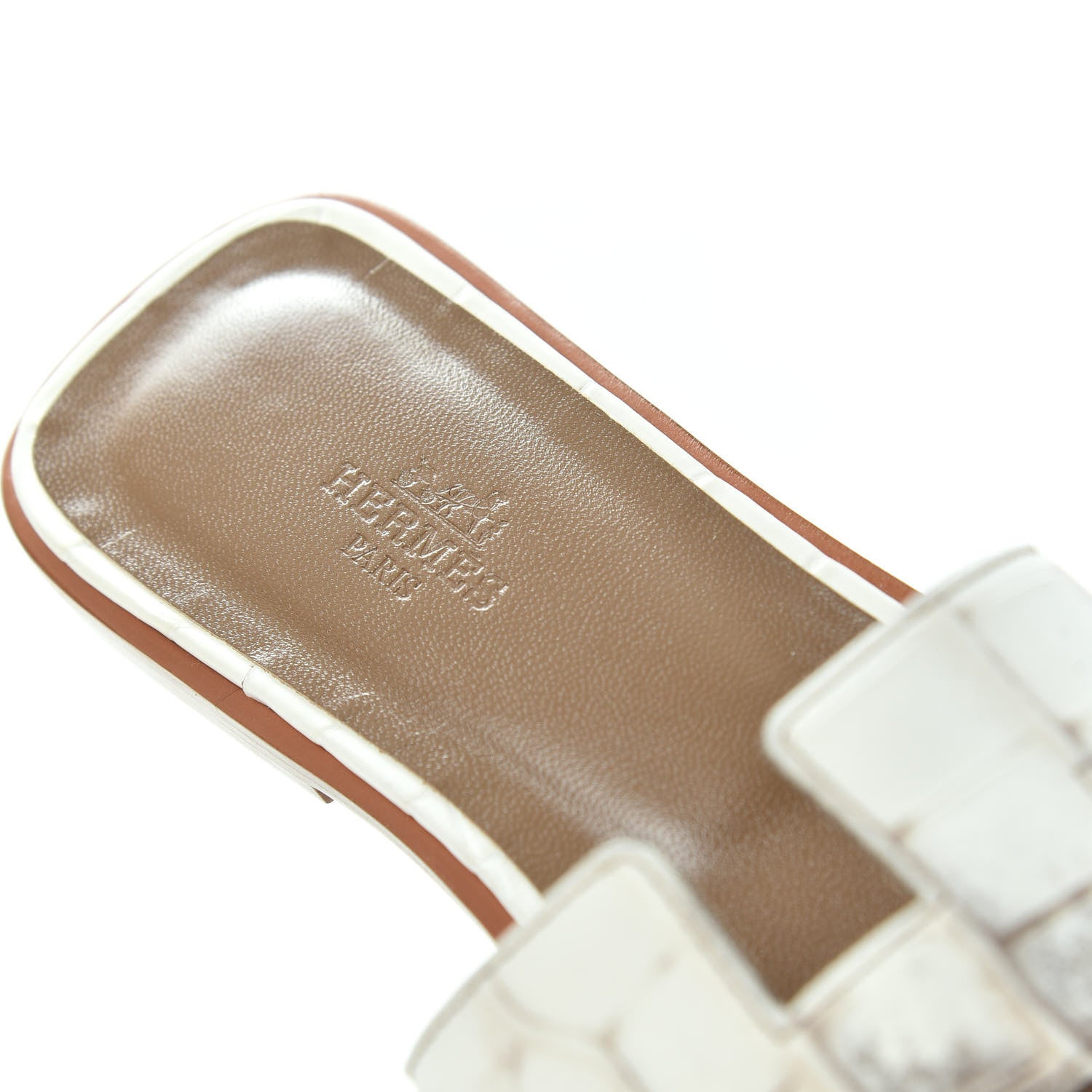 Hermes Matte Niloticus Crocodile Himalaya Oran Sandals 38 Blanc 8 of 11