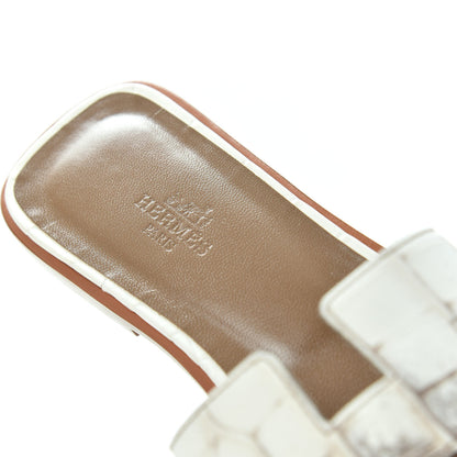 Hermes Matte Niloticus Crocodile Himalaya Oran Sandals 38 Blanc 8 of 11