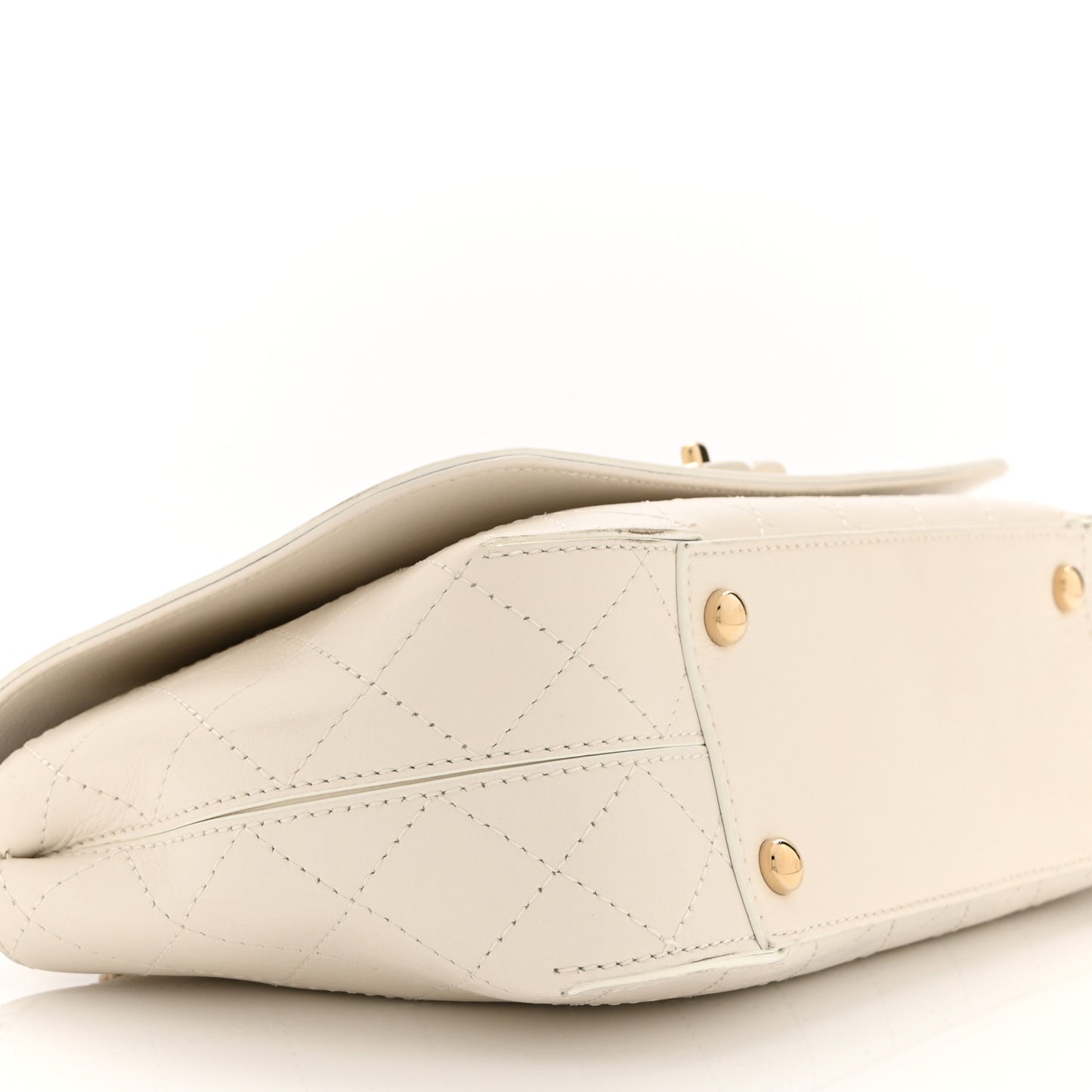 Calfskin Stitched Medium Covered CC Flap Bag White