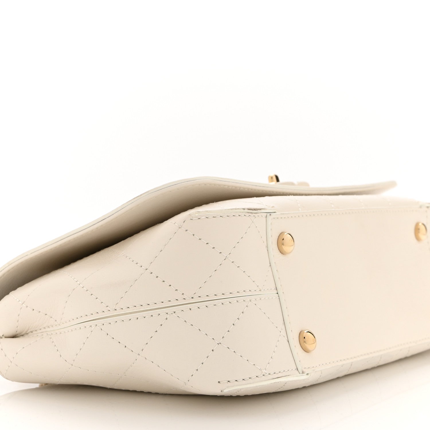 Chanel Calfskin Stitched Medium Covered CC Flap Bag White 9 of 10