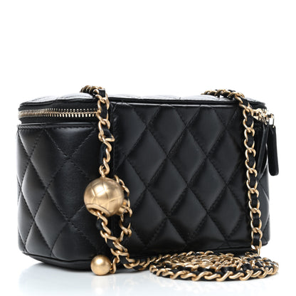 Chanel Lambskin Quilted Pearl Crush Small Vanity Case With Chain Black 2 of 4