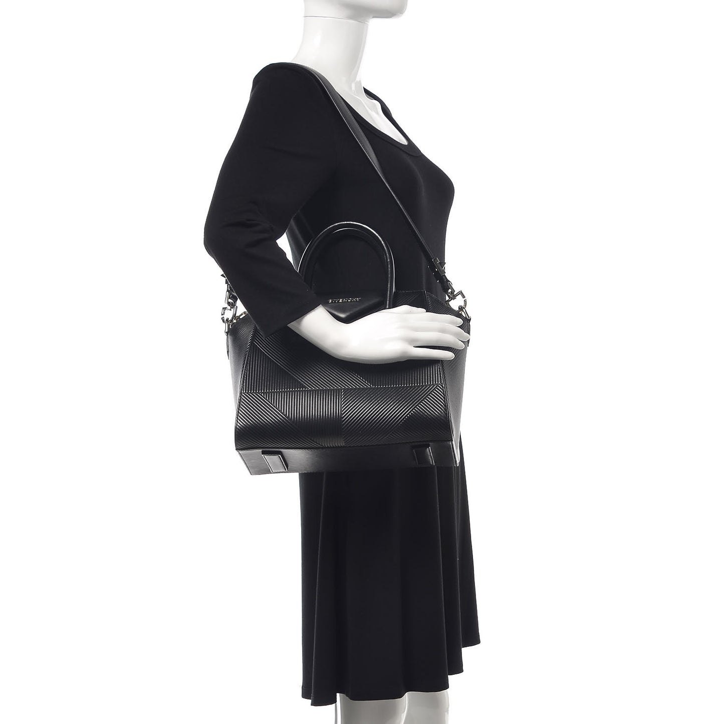 Calfskin Geometric Embossed Small Antigona Black