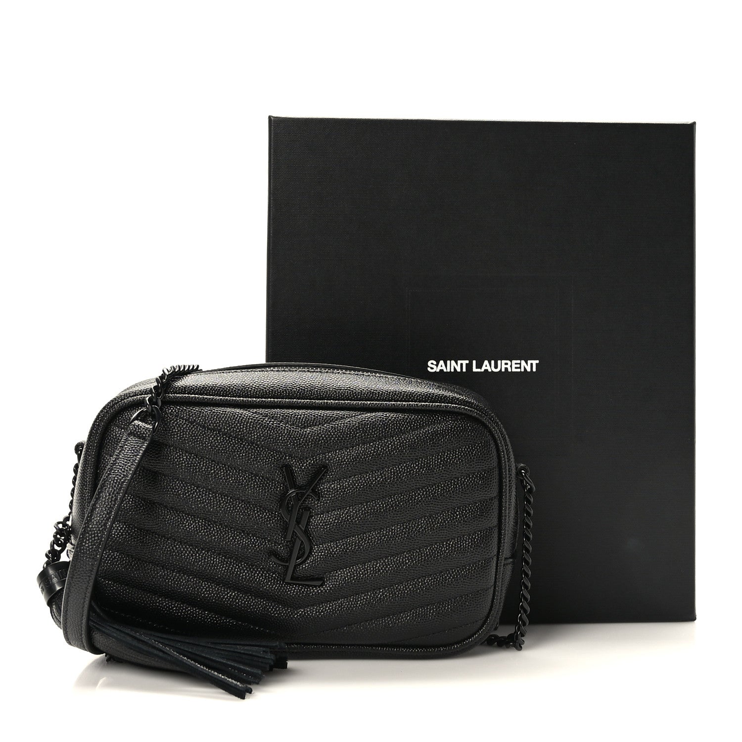 Saint Laurent Grain De Poudre Matelasse Monochrome Monogram Mini Lou Camera Bag Black 10 of 10
