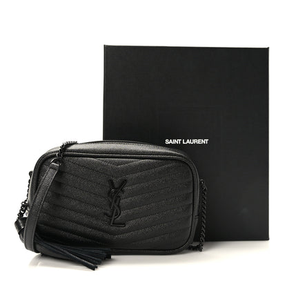 Saint Laurent Grain De Poudre Matelasse Monochrome Monogram Mini Lou Camera Bag Black 10 of 10