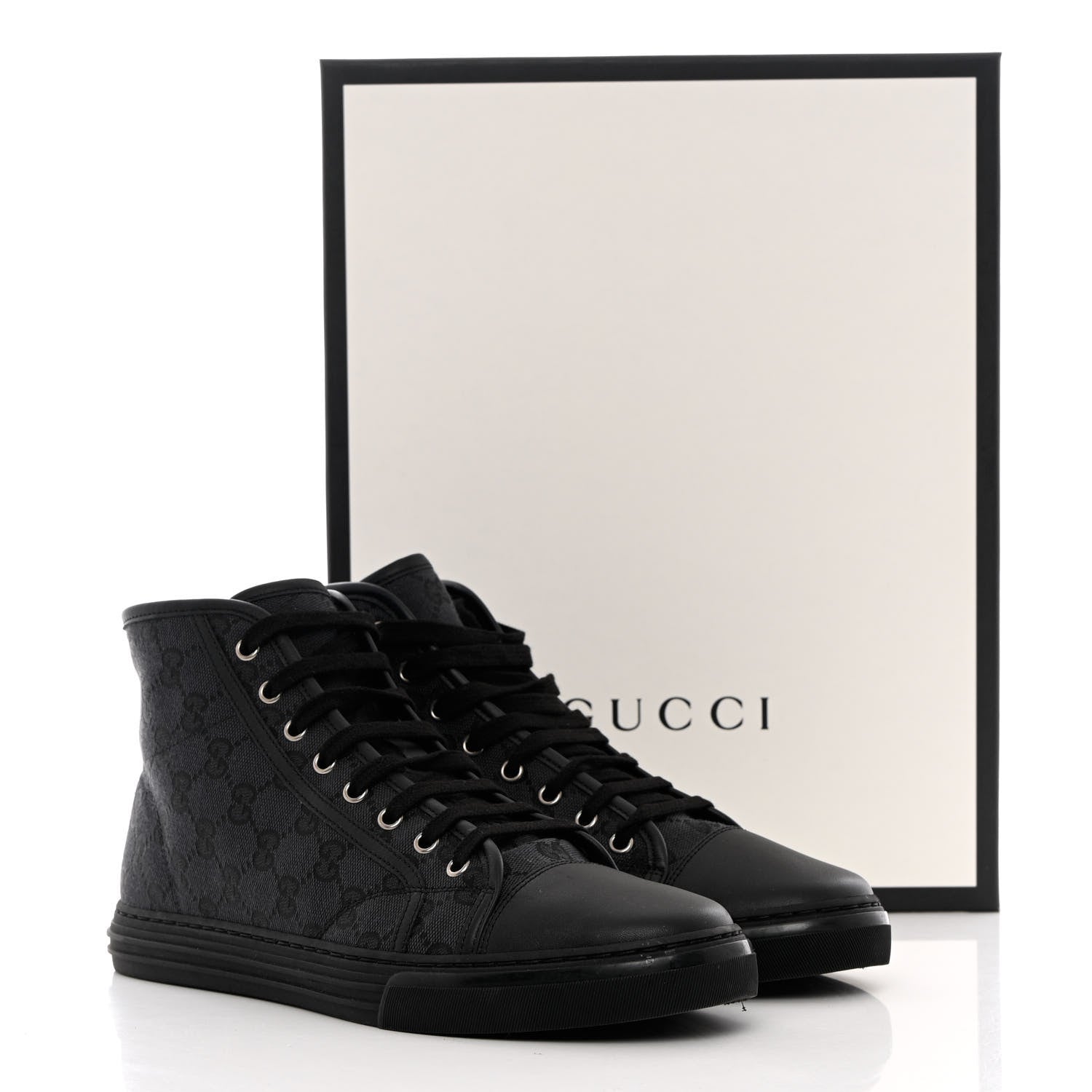 Gucci Monogram Mens High Top Sneakers 8 Black 12 of 12