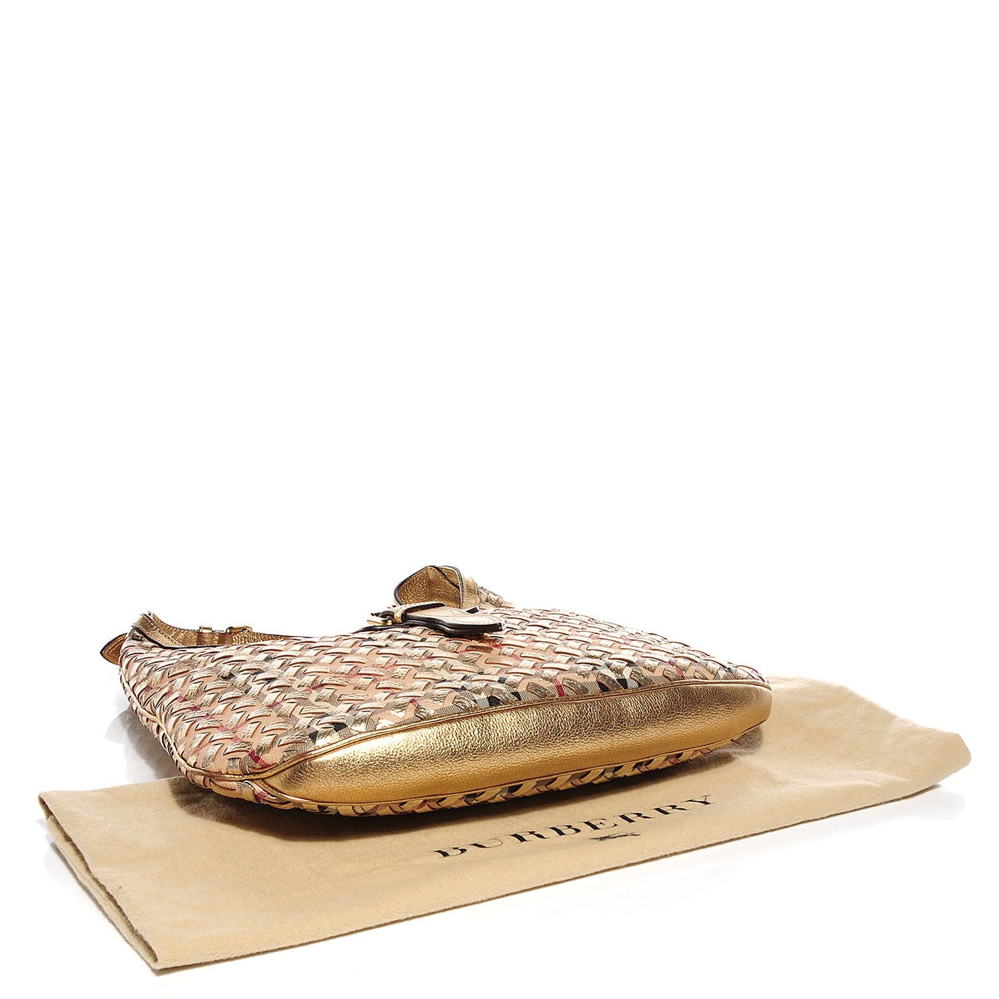 Leather Woven Nova Check Brook Hobo Gold