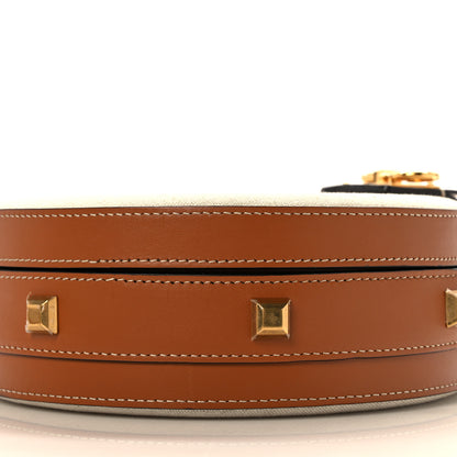 Salvatore Ferragamo Calfskin Canvas The Studio Round Crossbody Tan 6 of 12