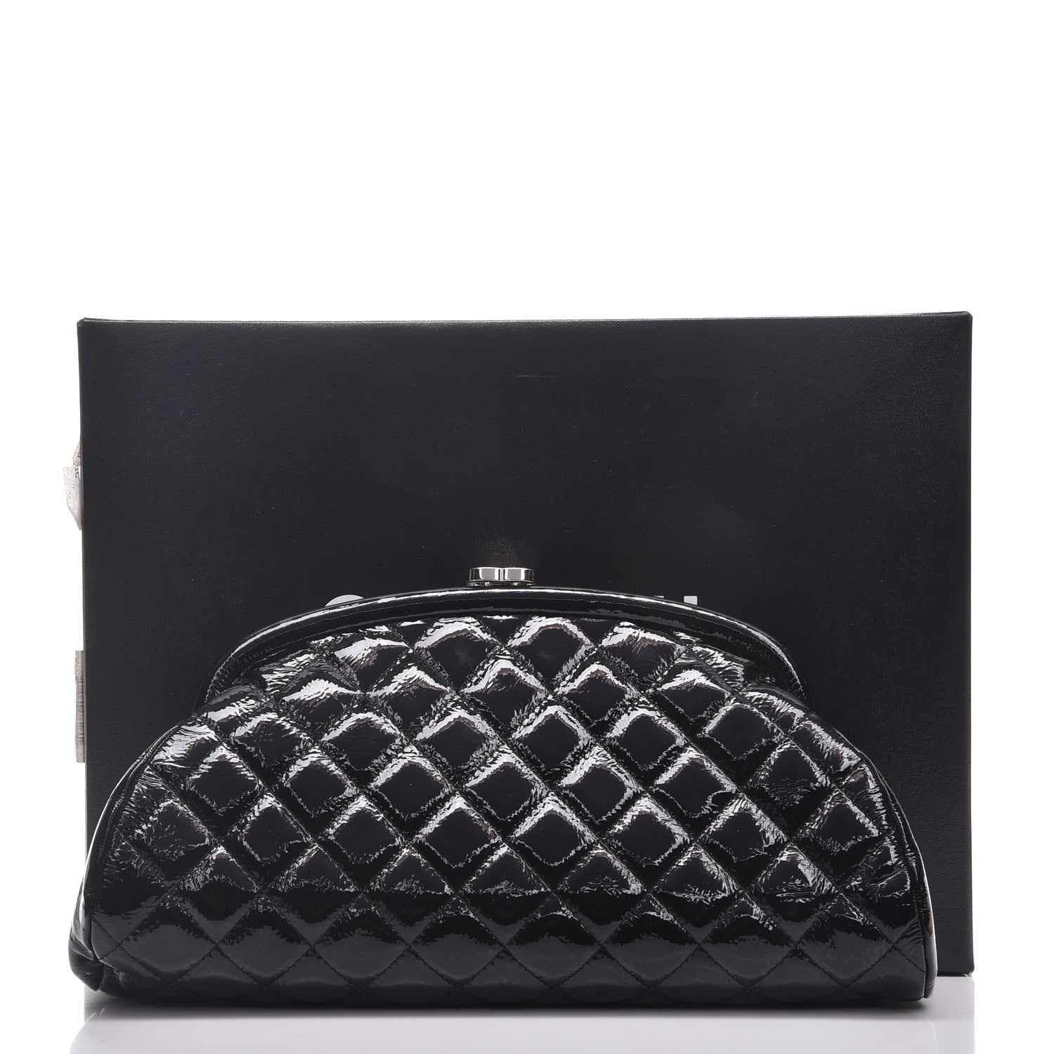 Chanel Distressed Patent Quilted Timeless Clutch Black 8 of 8