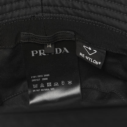 Prada Re-Nylon Metal Triangle Logo Mens Bucket Hat M Black 8 of 8