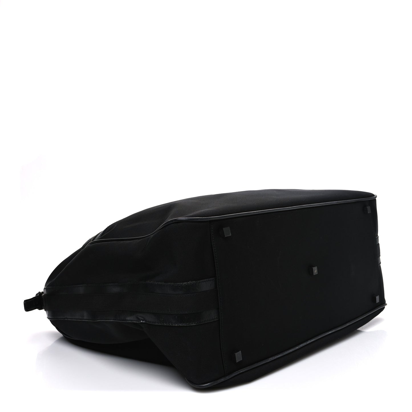 Calfskin Canvas Double Zip Large Travel Bag Black